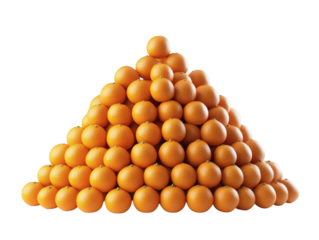 Pile of oranges isolated on transparent background 