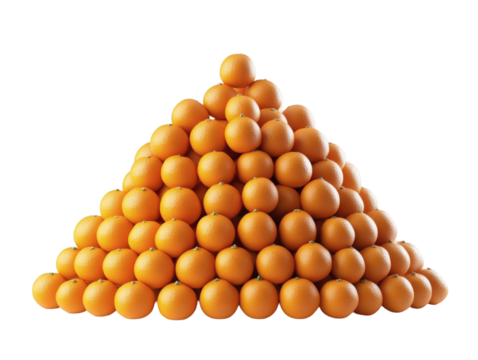 Pile of oranges isolated on transparent background 