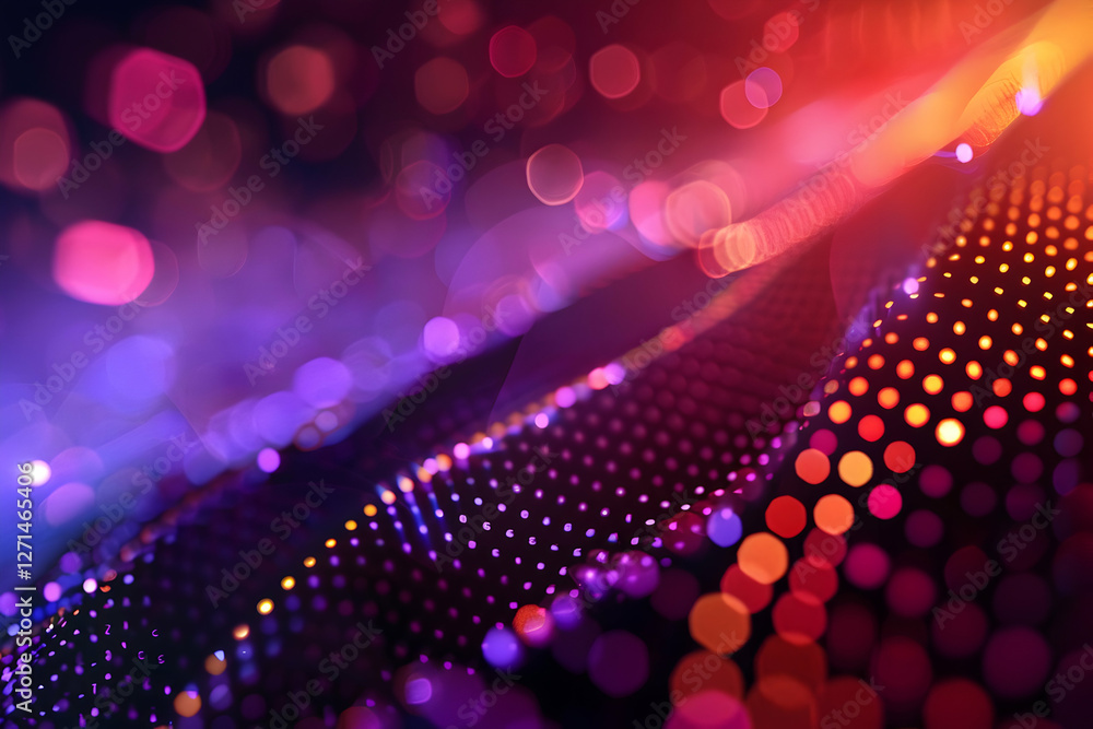 Poster vibrant abstract background with colorful bokeh lights creating a dynamic wave effect