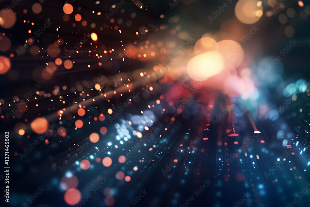 Poster abstract light patterns with vibrant bokeh effects creating a dynamic atmosphere