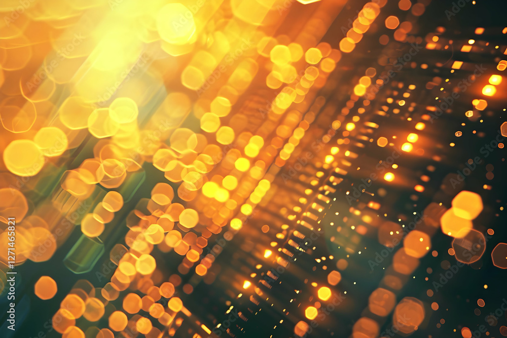 Poster abstract golden bokeh background with shimmering lights creating a festive atmosphere