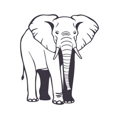 Majestic Elephant Line Art Silhouette Vector Illustration
