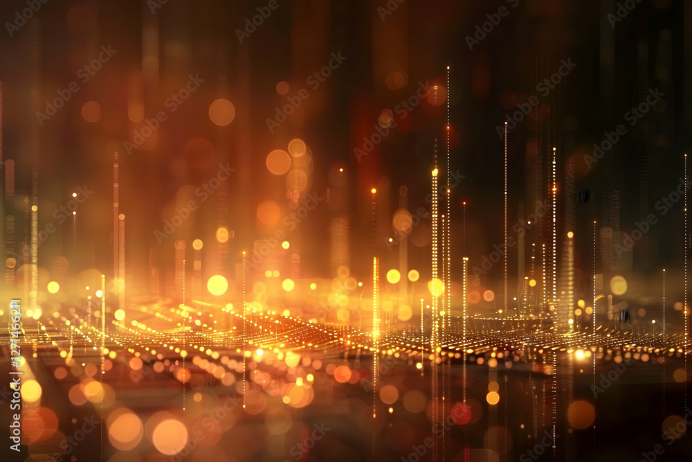 Poster abstract representation of glowing lights and patterns creating a warm, vibrant atmosphere
