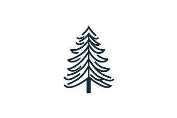 Fototapeta premium Elegant Minimalist Pine Tree Line Art Logo: Simple, Modern, and Versatile Design Perfect for Nature, Eco, Christmas, Holiday, Wellness Brands, and More. Ideal for Logos, Branding, Websites, Social 