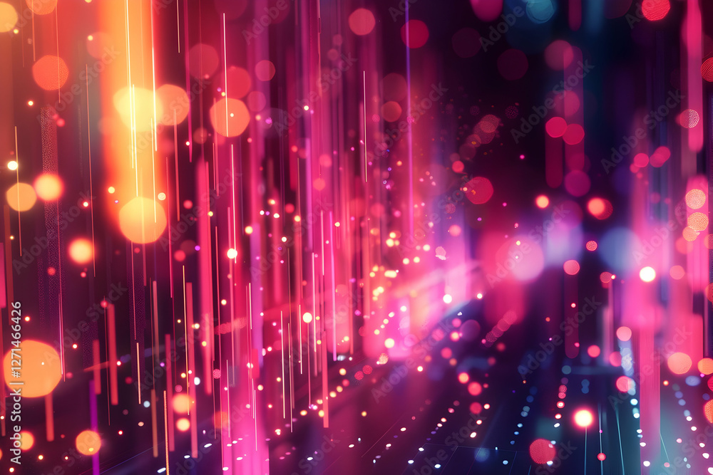 Aufkleber vibrant abstract background with colorful light streaks and bokeh effects creating depth