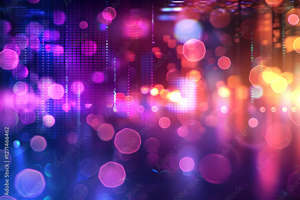 Poster colorful abstract background with blurred lights and bokeh effects creating a vibrant atmosphere