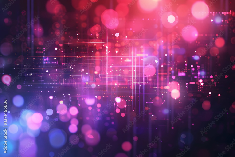 Poster abstract digital background with vibrant colors and glowing particles creating a dynamic atmosphere