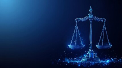 Abstract Justice Scales Glow Brightly Blue. AI Generated