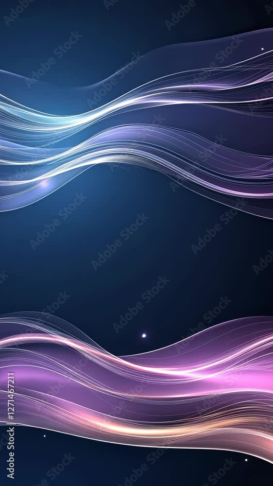 Poster motion of vibrant waves creates a stunning visual in a dark setting with sparkling stars, evoking a 