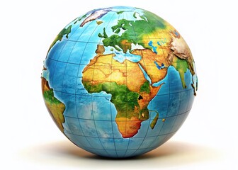 3D Globe Earth World Map Isolated White Background Stock Photo