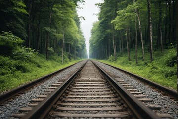 Fototapeta premium there is a train track that is going through the woods