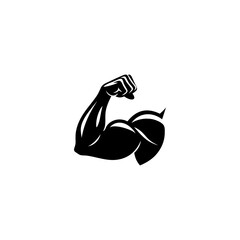 Simple Arm Power Bicep Logo Vector Black on White Background