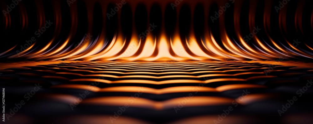Aufkleber ethereal abstract curves and reflections in warm tones background image with unique wavelike design