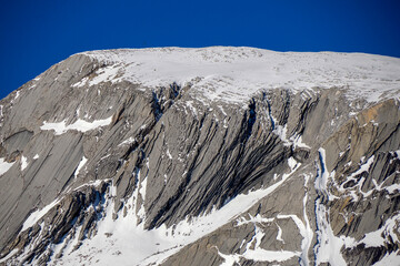 dolomites fanes pass mountain in winter snow season sunny day