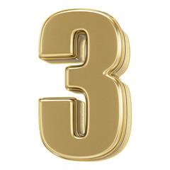 3D Gold Number 3