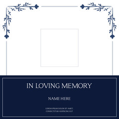 Funeral flyer background layout card for print social post in simple floral illustration style