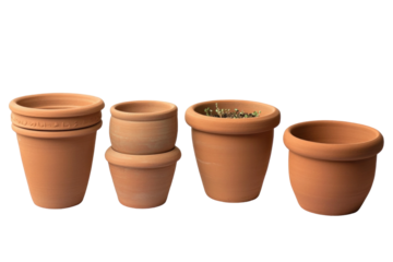 clay pots isolated on transparent png