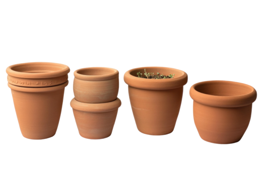clay pots isolated on transparent png