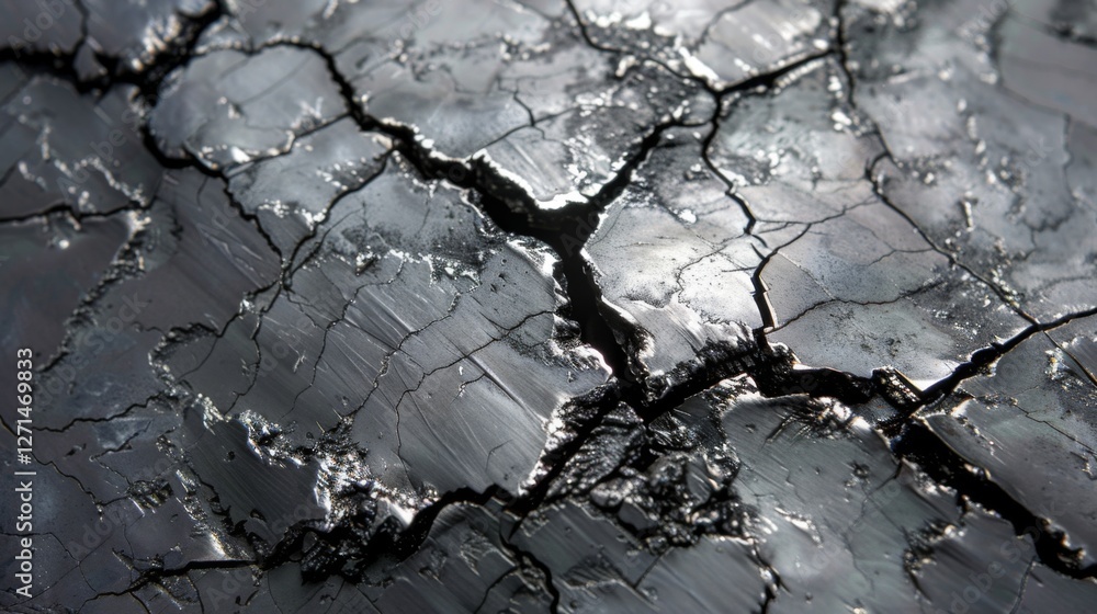 Leinwandbilder detailed close up reveals a cracked dark surface with intricate patterns and textures illuminated by