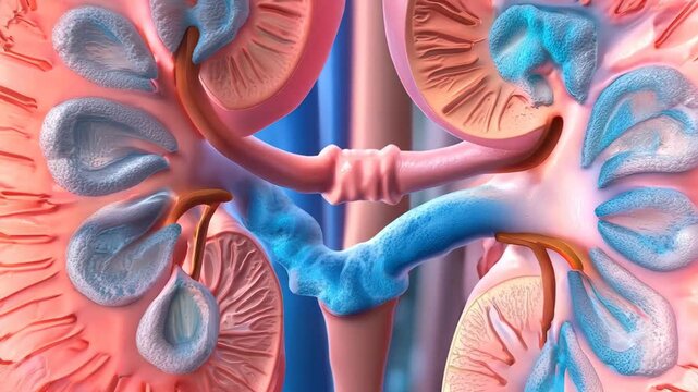 Detailed Illustration of Human Kidney Anatomy and Structure