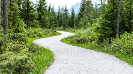 Obraz premium Winding forest path, nature, calm, outdoors, peace, hiking, trails, relaxation