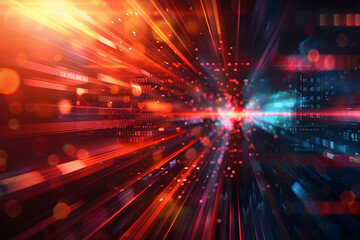 Fototapeta premium Vibrant abstract illustration depicting dynamic light trails and data streams in motion