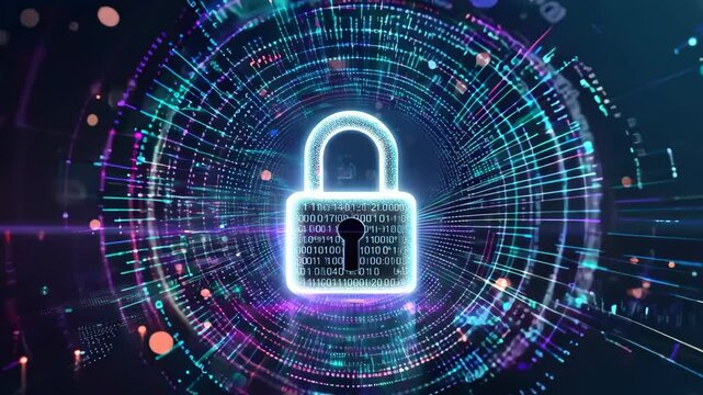 Digital Security Concept with Lock and Data Visualization Elements