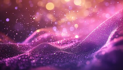 A pink and purple abstract background with glowing lights, a bokeh effect, and sparkle lines