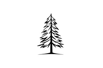 Fototapeta premium Minimalist Pine Tree Logo: Simple Line Art Vector Design for Nature, Eco, and Holiday Branding. Perfect for websites, apps, and social media. Clean, modern, and versatile evergreen iconography. calm 