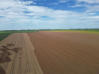 very large plantation field and car passing in the background, soybean planting in Brazil (campo de plantação muito grande e carro passando no fundo, plantio de soja no brasil)