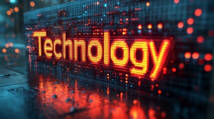 Futuristic Digital Technology Typography with Glowing Text