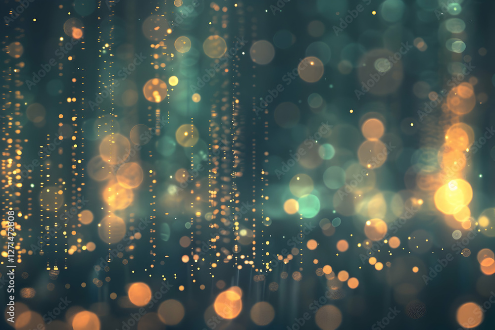Poster abstract bokeh lights creating a dreamy atmosphere with shimmering particles in a dark background