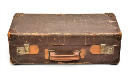 A weathered leather suitcase showcasing signs of age, perfect for antique lovers and travelers