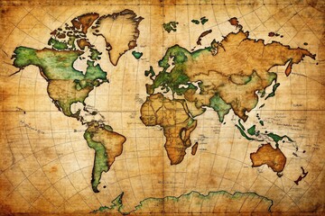 1752 World Map: Minimalist Vintage Cartography