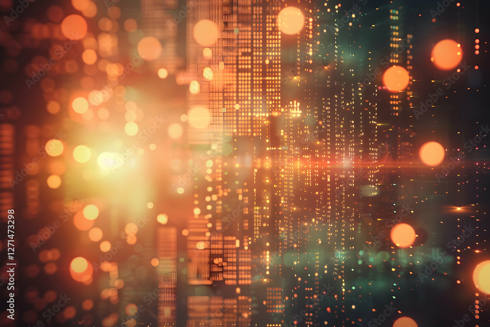 Poster abstract digital background with glowing lights and patterns, creating a futuristic atmosphere