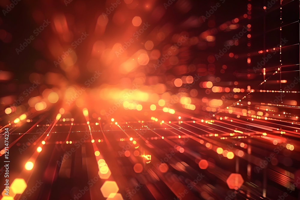 Poster Abstract visual representation of dynamic energy flow with glowing particles in motion