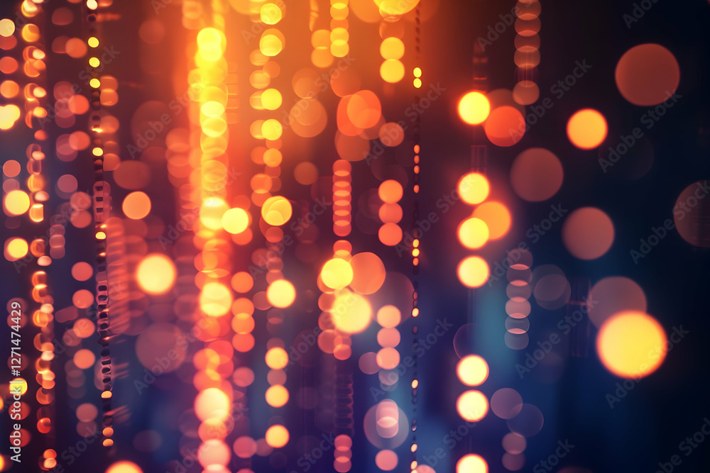 Poster abstract background with shimmering bokeh lights in warm colors creating a festive atmosphere