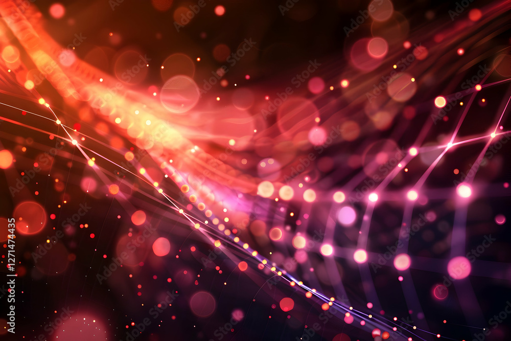 Poster abstract colorful light patterns with glowing bokeh effects creating a vibrant atmosphere