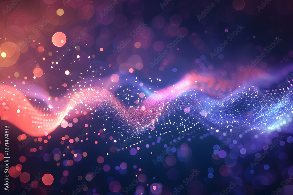 Aufkleber abstract digital background showcasing vibrant waves of color and light with bokeh effects