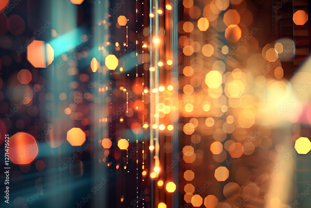 Poster abstract representation of vibrant bokeh lights creating a dynamic atmosphere in a cityscape