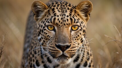 Obraz premium Close up of leopard face, look at camera