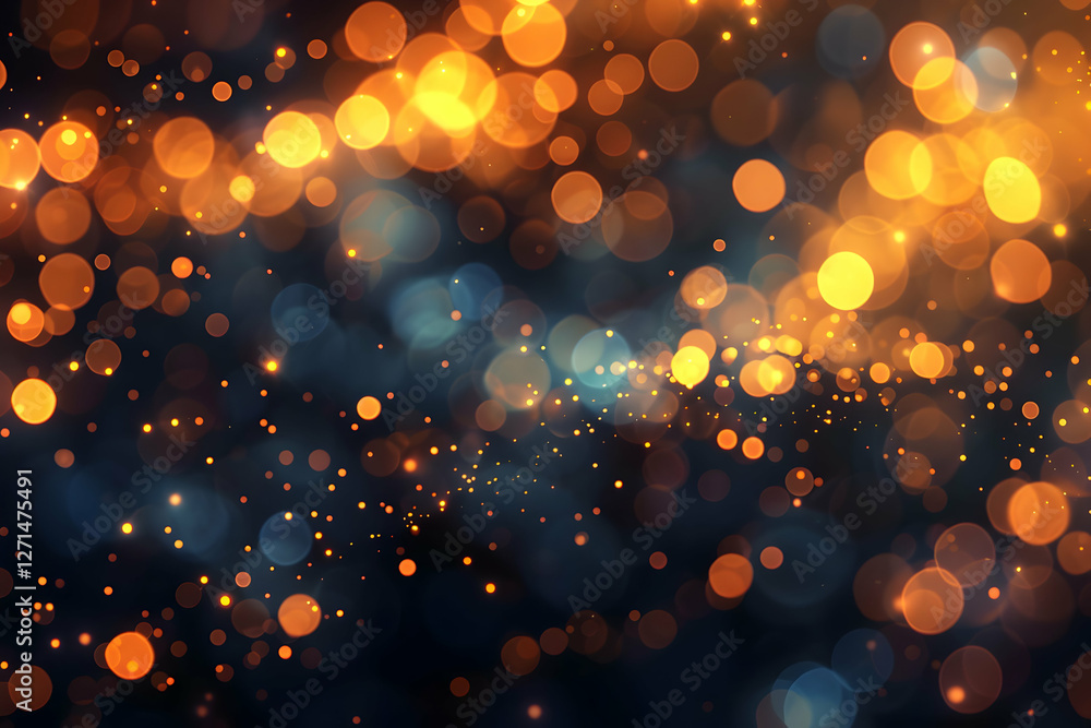Poster abstract background with glowing bokeh lights in warm colors creating a festive atmosphere