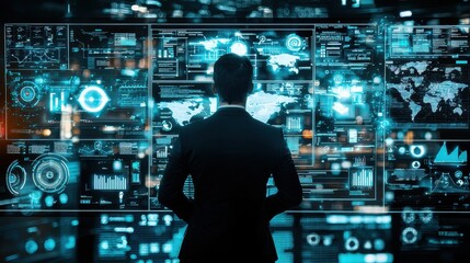 Futuristic Office Environment Focusing on AI Driven Recruitment Solutions