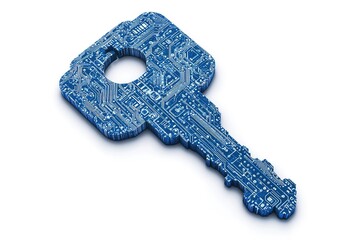 Futuristic Blue Circuit Key: Digital Access, Technology, Innovation, Security, Password, Encryption, Network, Cyber, Data, Future, Abstract, Graphic, Design Element, High-Tech, Modern, Interface,     