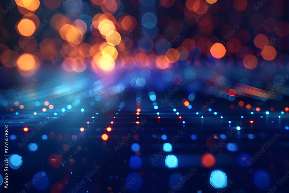 Poster abstract light patterns create a vibrant atmosphere with colorful bokeh effects