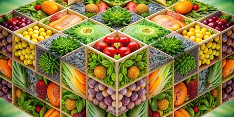 Obraz premium Food photography: a kaleidoscopic cube, a visual math puzzle.