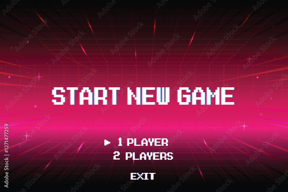 Poster start new game by selecting a player or exiting the game's main menu. modern trendy game background 