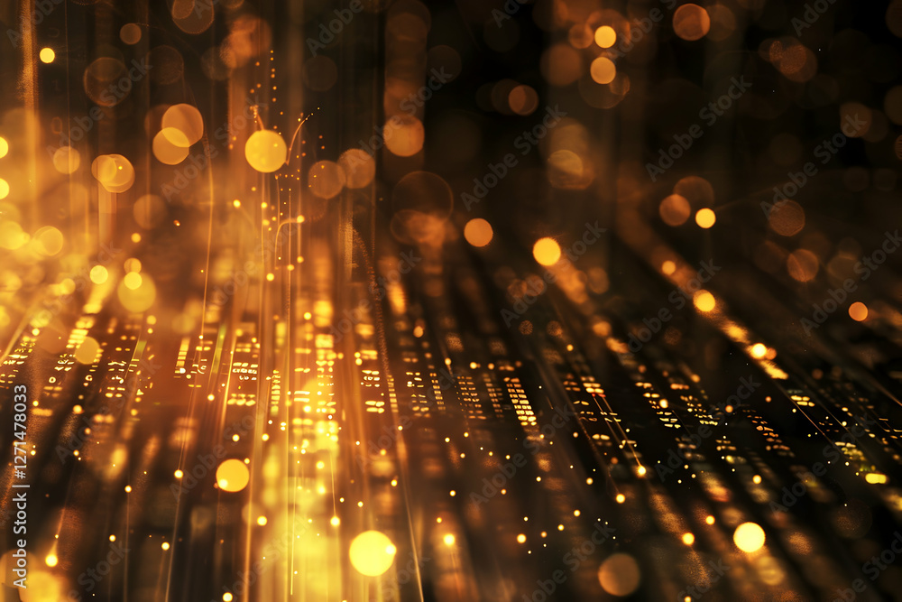 Poster abstract golden light particles creating a dynamic background with shimmering effects
