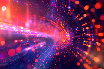 Obraz premium Abstract vibrant light trails swirling in a digital space, creating a sense of motion and energy