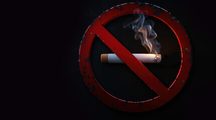 no smoking sign with a burning cigarette crossed out, representing health awareness, anti-smoking campaigns, tobacco-free zones, and efforts to promote a healthier lifestyle